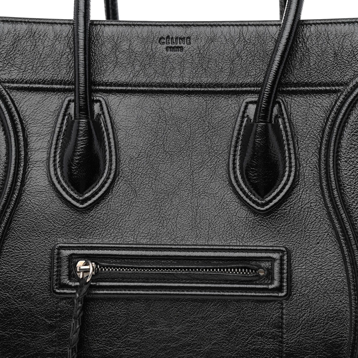 Celine Crinkled Patent Calfskin Medium Phantom Luggage Black 8 of 12
