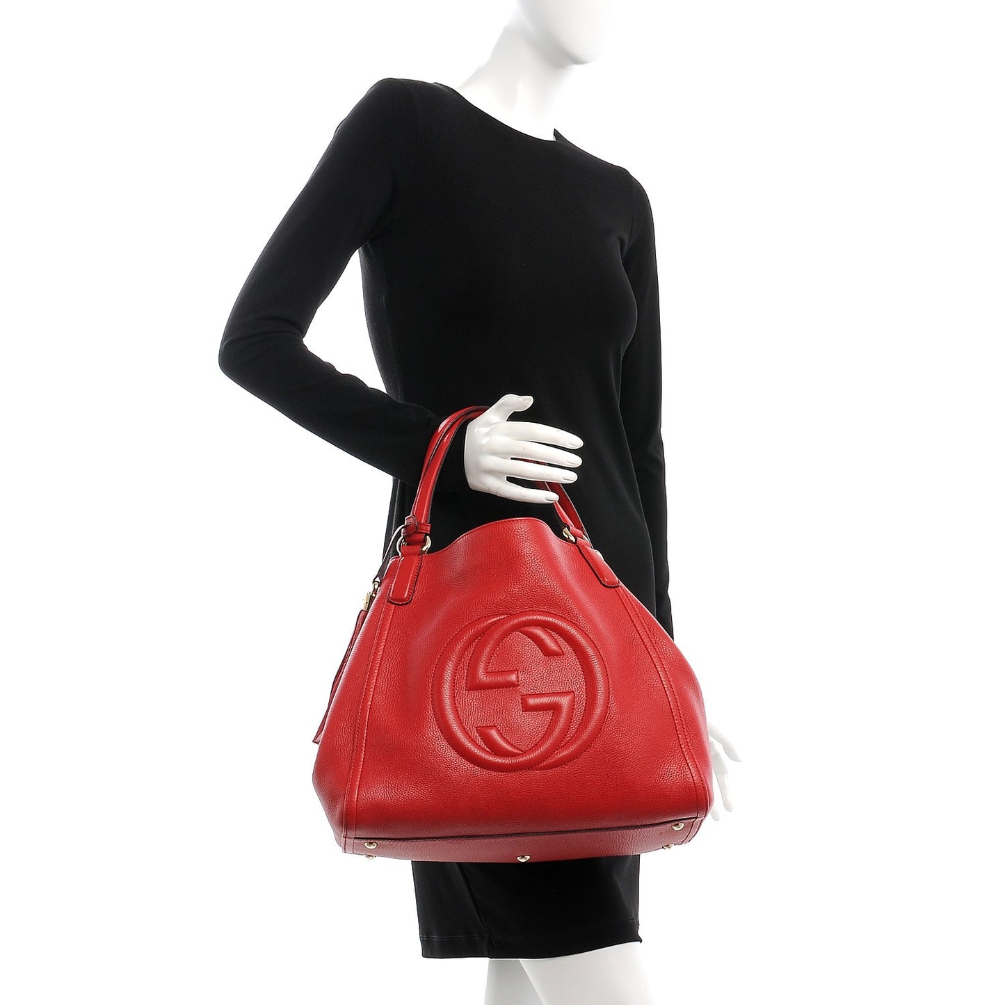Pebbled Calfskin Medium Soho Shoulder Bag Red