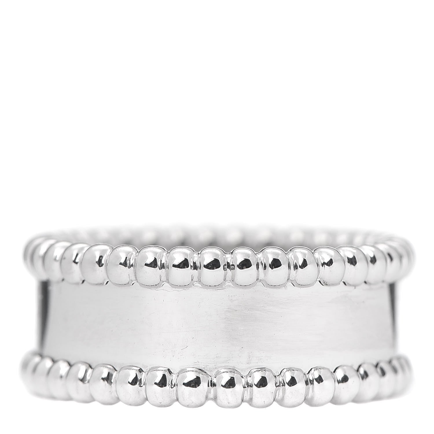 Van Cleef & Arpels 18K White Gold Perlee Signature Ring 50 5.25 5 of 6