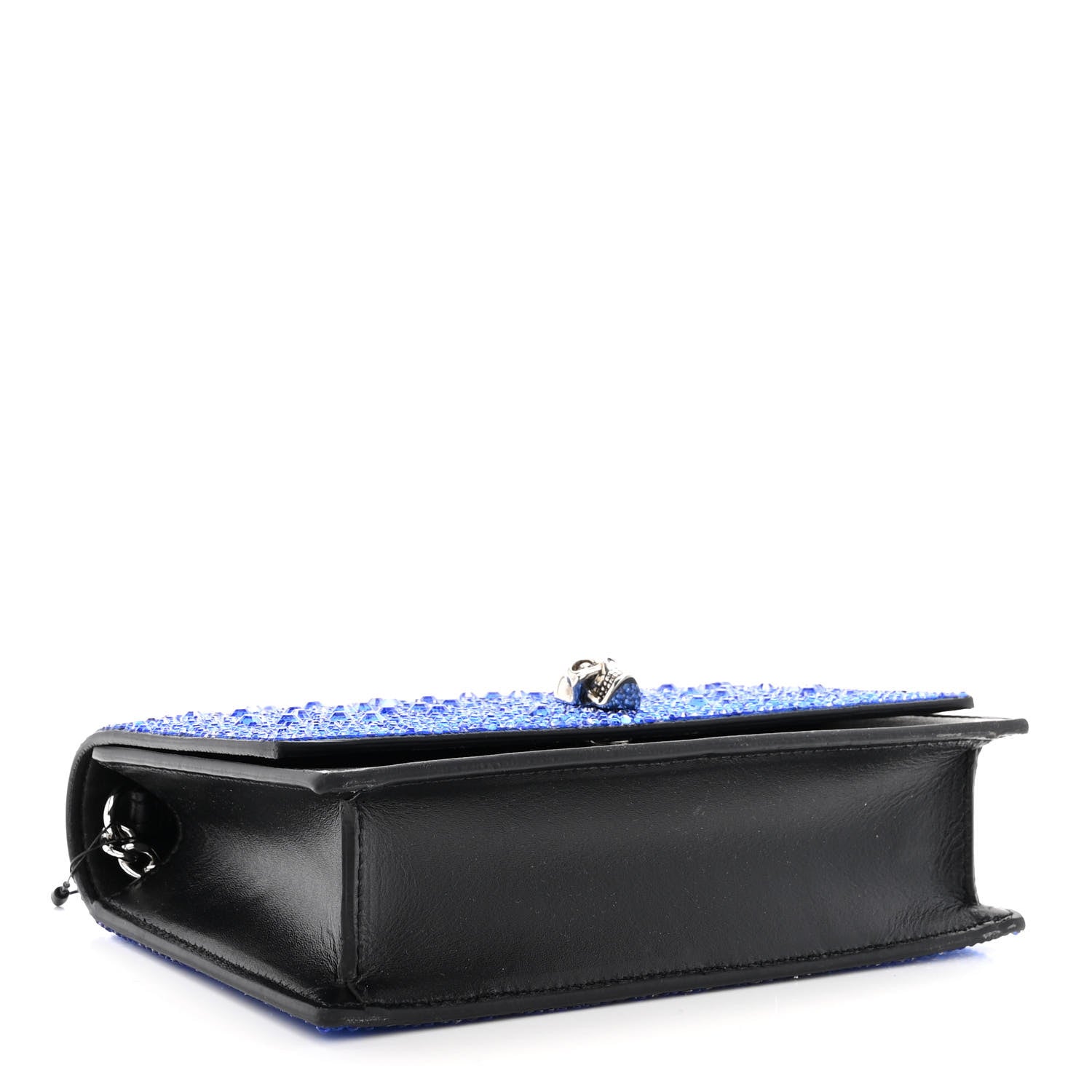Alexander McQueen Calfskin Crystal Skull Mini Crossbody Bag Electric Blue 4 of 9