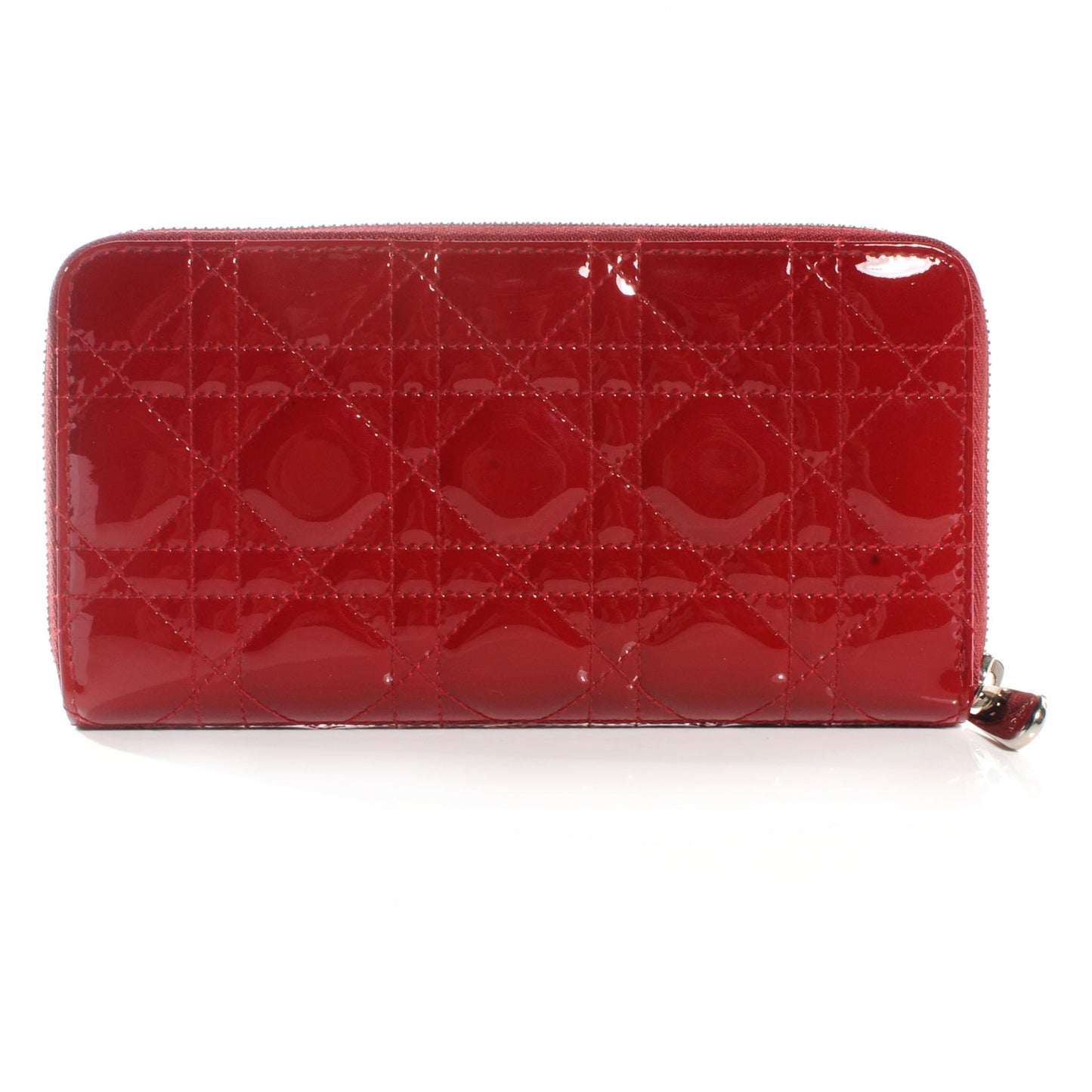 Patent Cannage Lady Dior Continental Wallet Red
