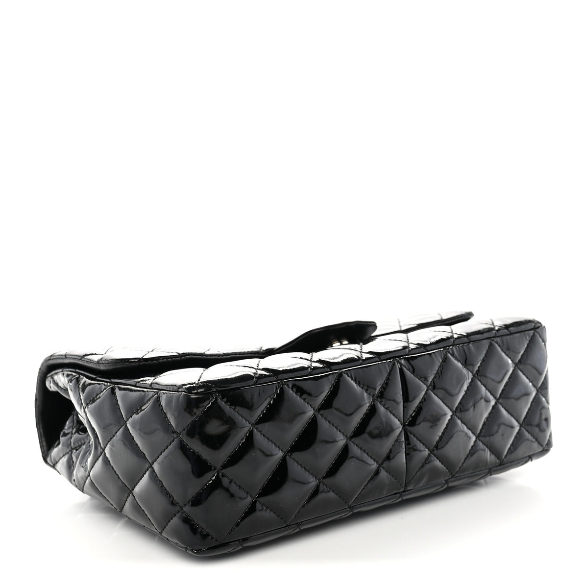 Patent Quilted Jumbo Single Flap Black