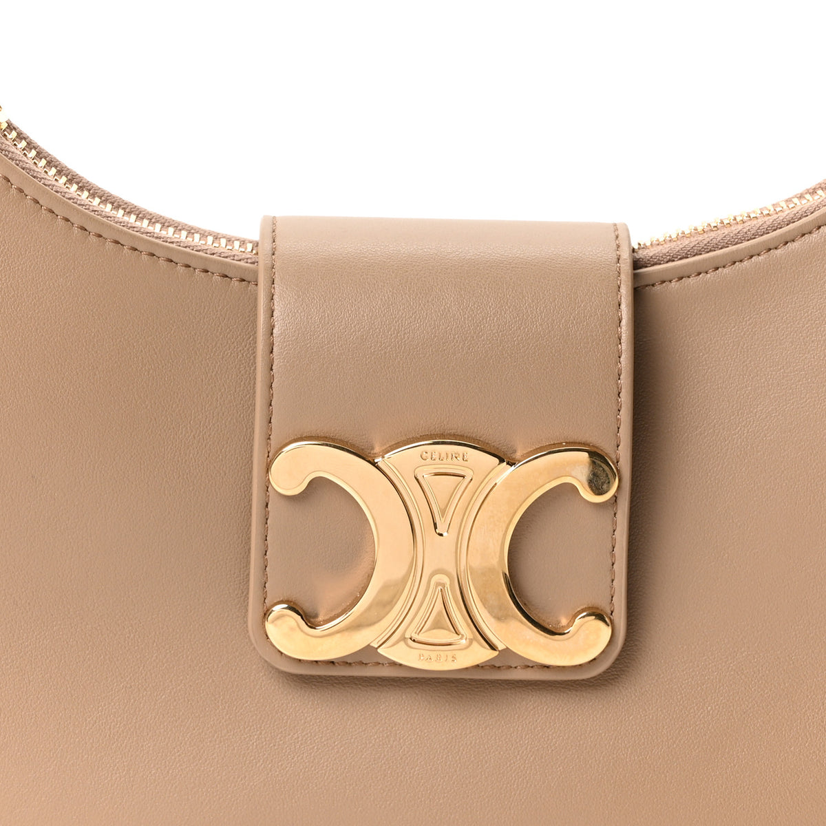 Smooth Calfskin Medium Strap Ava Triomphe Shoulder Bag Smoked Brown