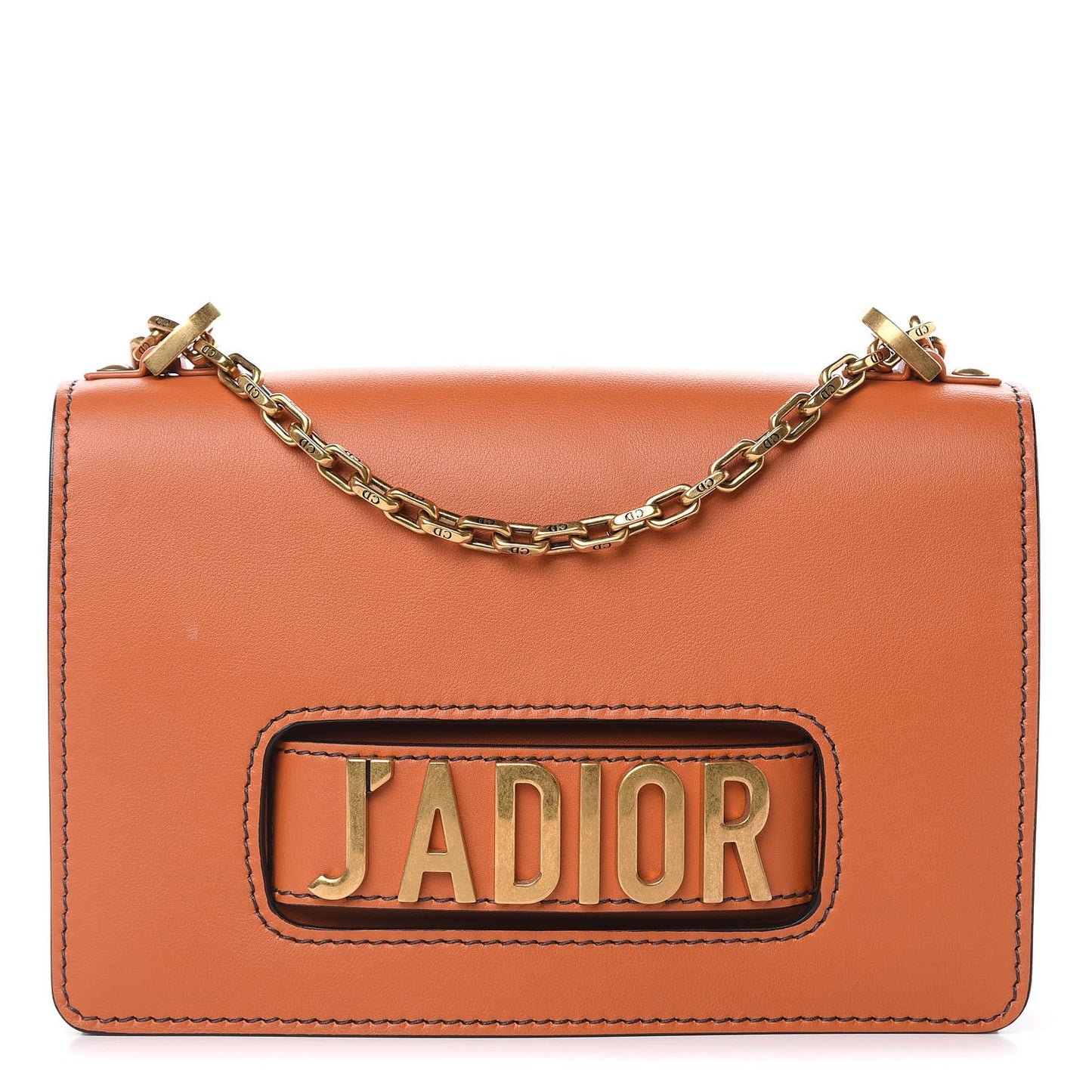 Calfskin J'Adior Chain Flap Bag Orange