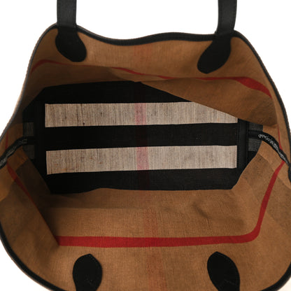 Burberry Coated Canvas Mega Check Medium Doodle Tote Black 5 of 11