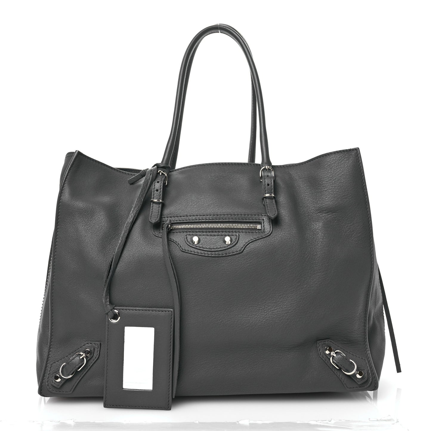 Veau Papier B4 Zip Around Tote Gris Fossile