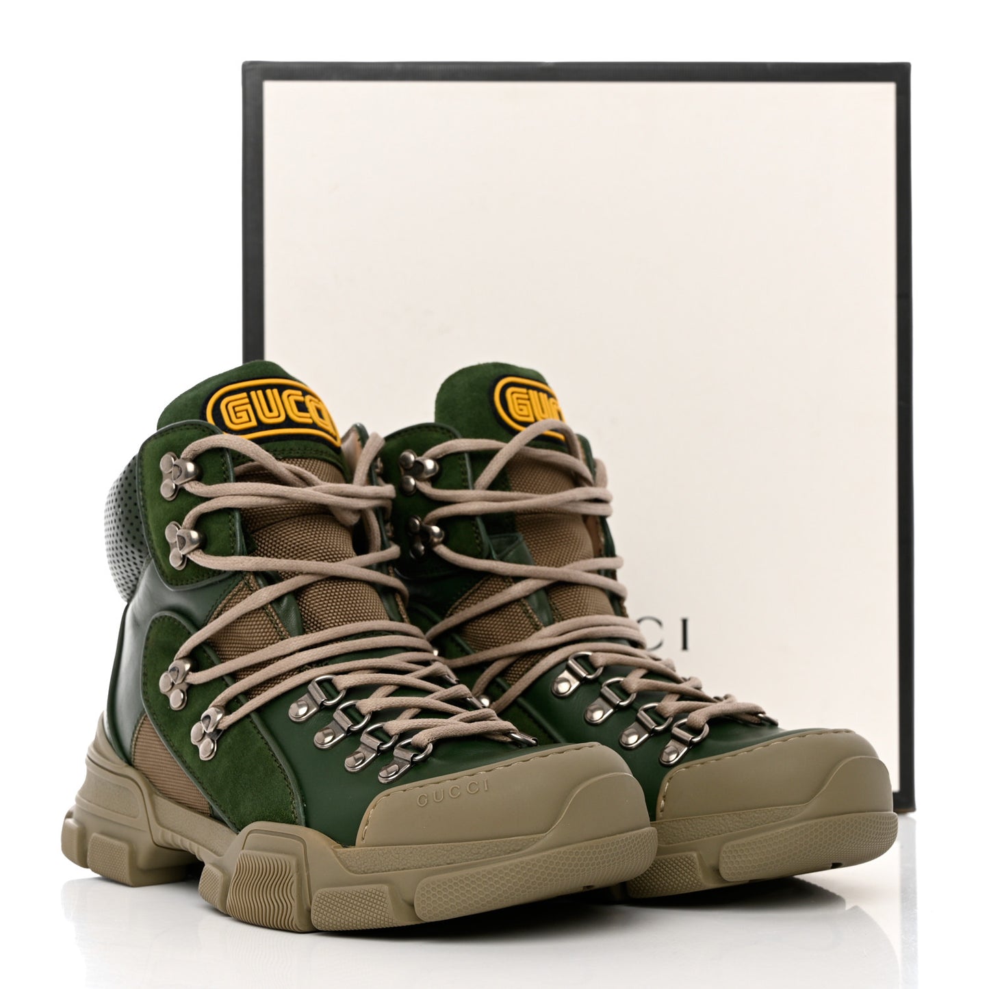 X SEGA Calfskin Suede Technical Canvas Womens Flashtrek High-Top Sneakers 39.5 Olive Green Ardesia