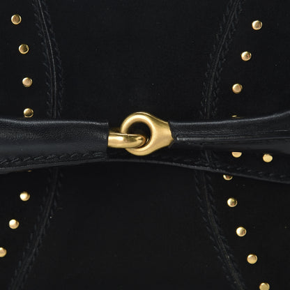 Gucci Suede Studded Horsebit Clutch Bag Black 15 of 17