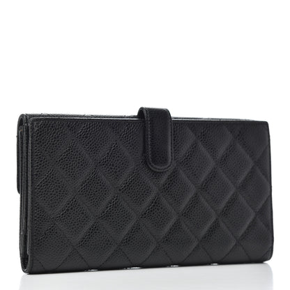 Chanel Caviar Quilted CC Long Double Wallet Black 3 of 8
