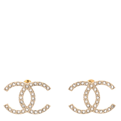 Chanel Baguette Crystal High Society CC Earrings Gold 1 of 5