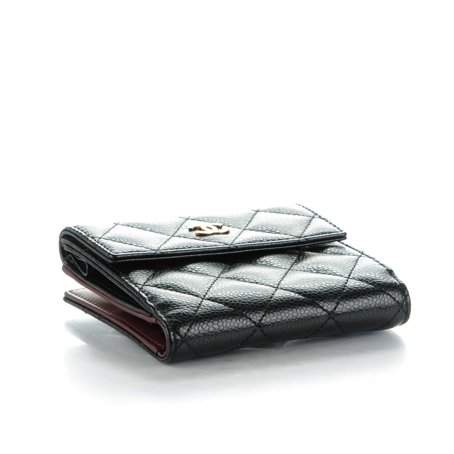 Caviar Quilted Compact French Flap Wallet