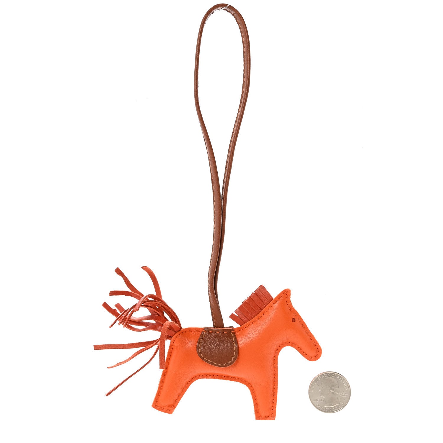 Hermes Milo Lambskin Grigri Rodeo Horse Bag Charm PM Feu Cornaline Fauve 2 of 5
