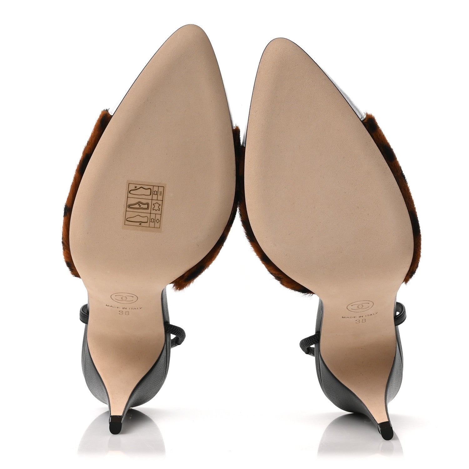 Chanel Lambskin Mixed Fibers Cap Toe CC Slingback Pumps 38 Brown Black White 6 of 9