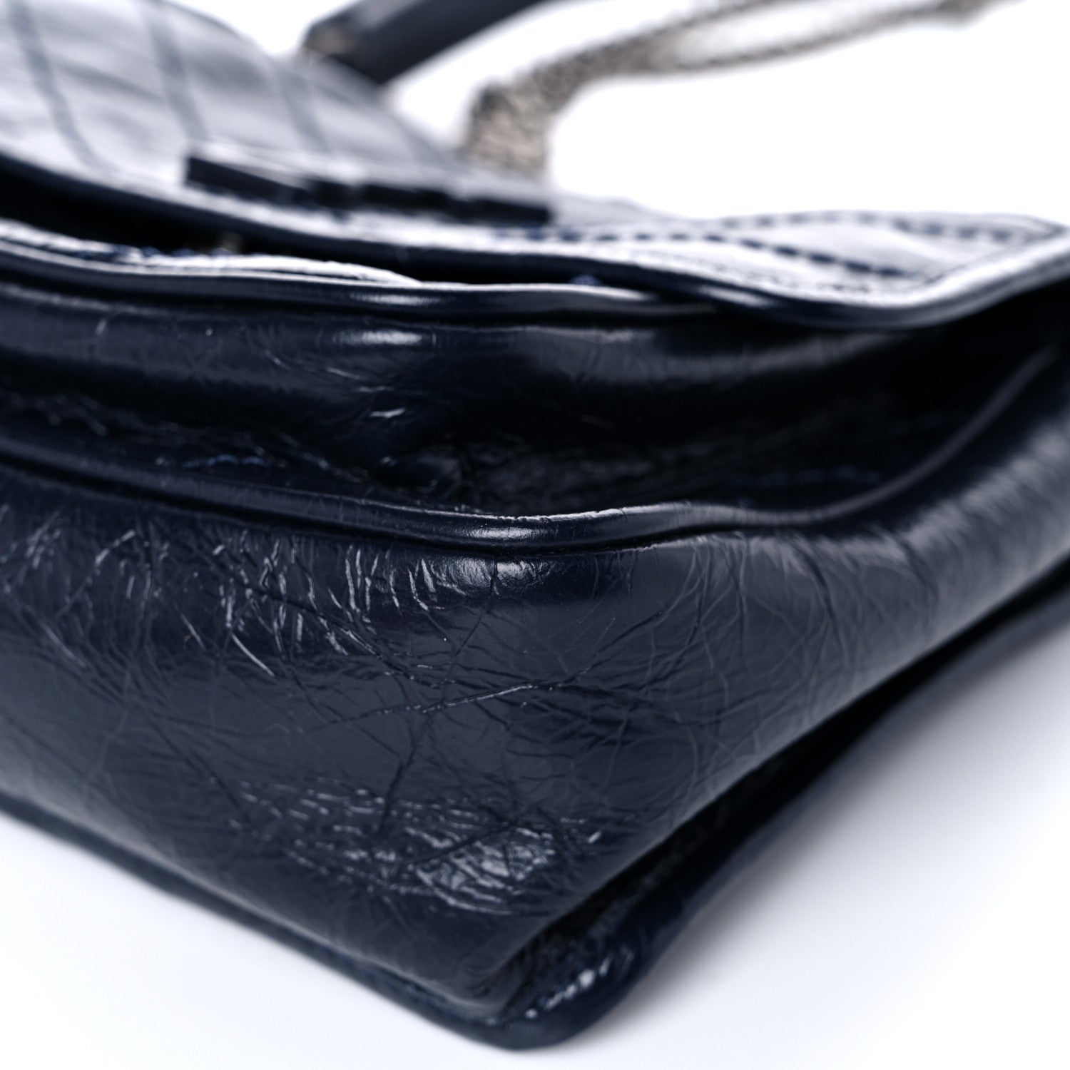 Saint Laurent Crinkled Calfskin Matelasse Monogram Baby Niki Chain Satchel Navy 10 of 13