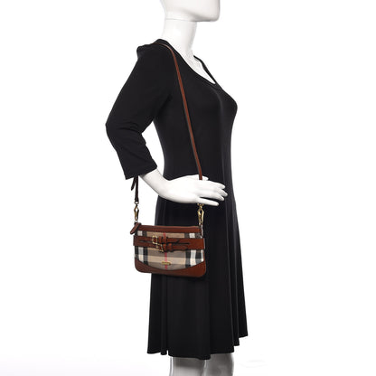 Burberry House Check Bridle Calfskin Peyton Crossbody Tan 2 of 15