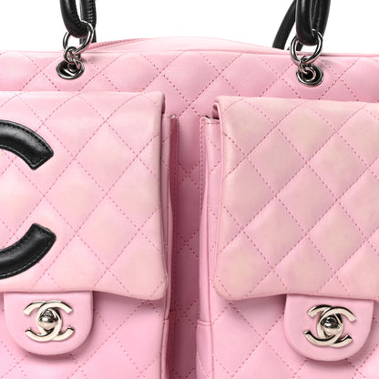 Chanel Calfskin Quilted Large Cambon Multipocket Reporter Pink Black 8 of 10