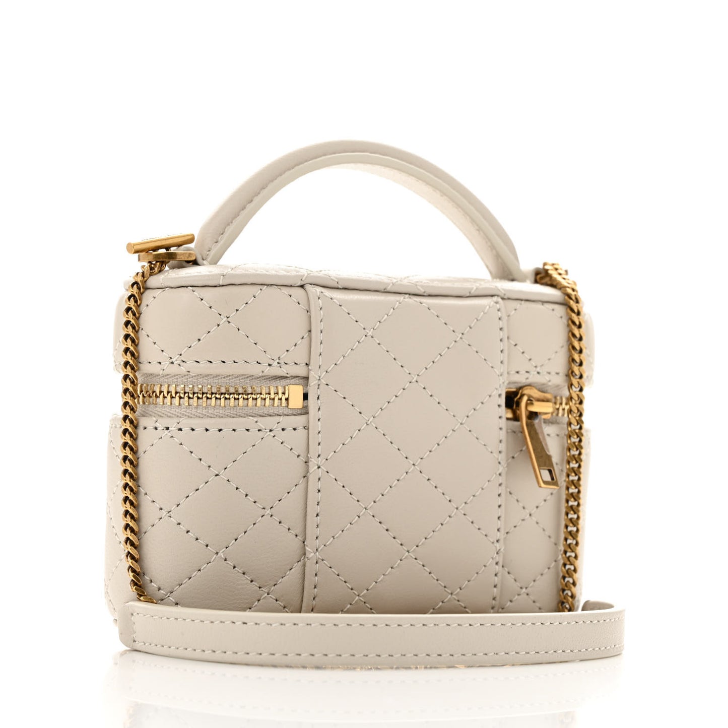 Lambskin Quilted Micro Gaby Vanity Case Crema Soft