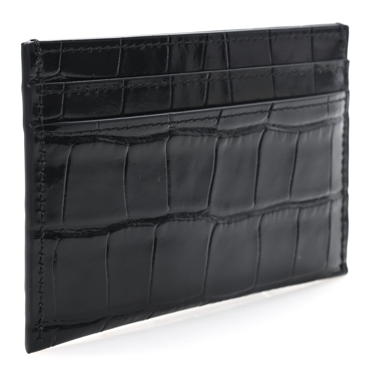 Chanel Calfskin Crocodile Embossed Crococo Card Holder Black 3 of 7