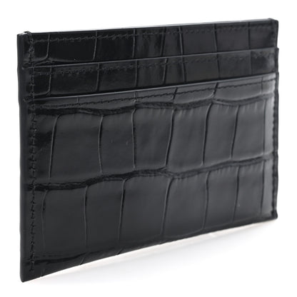 Chanel Calfskin Crocodile Embossed Crococo Card Holder Black 3 of 7