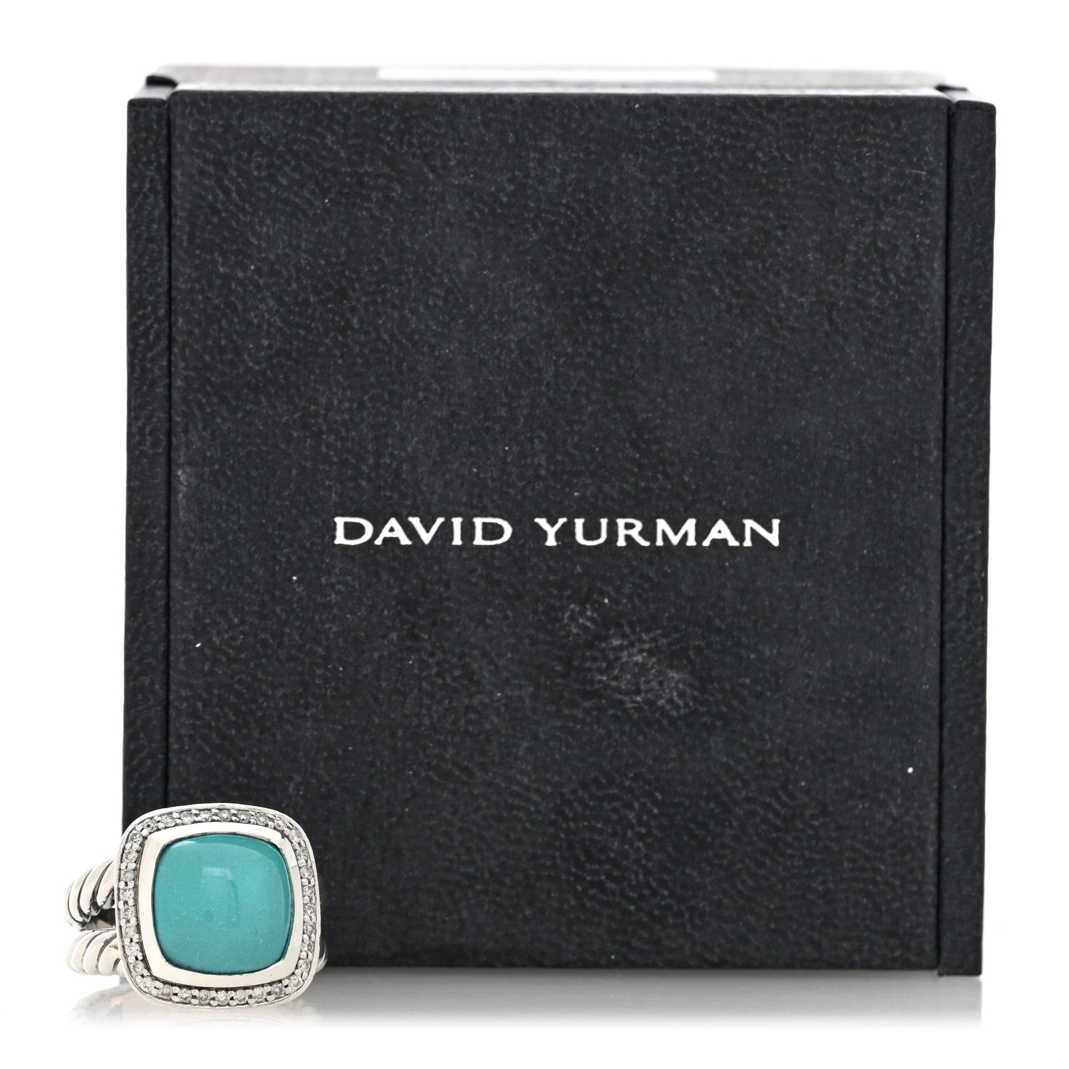 David Yurman Sterling Silver Diamond Turquoise 11mm Albion Ring 52 6 5 of 5