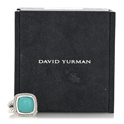 David Yurman Sterling Silver Diamond Turquoise 11mm Albion Ring 52 6 5 of 5