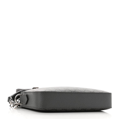 Gucci GG Supreme Monogram Textured Dollar Calfskin Web Ophidia Wristlet Shoulder Bag Grey Black Graphite Grey 4 of 9