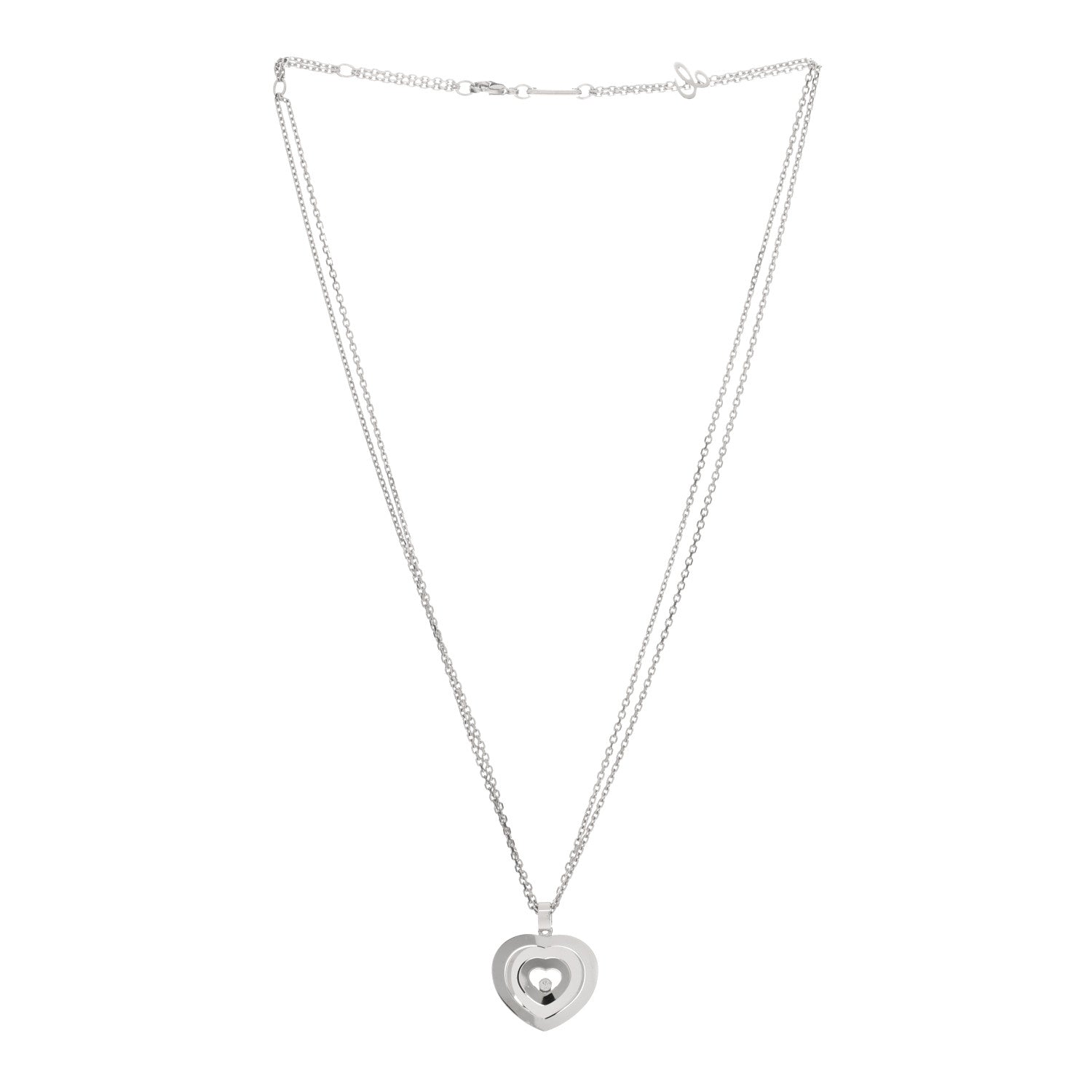 Chopard 18K White Gold Happy Spirit Triple Heart Pendant Necklace 2 of 3