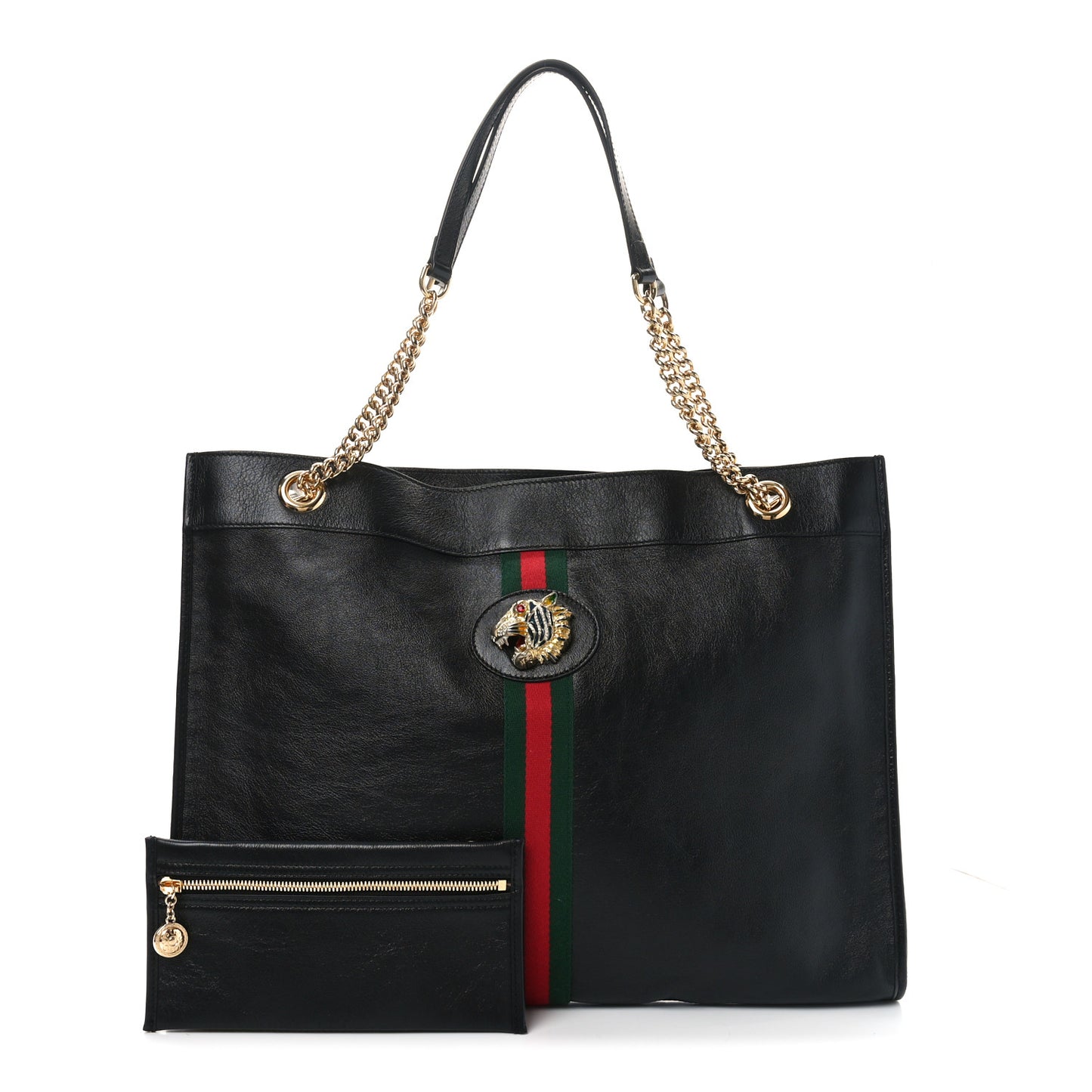 Calfskin Large Rajah Chain Tote Black