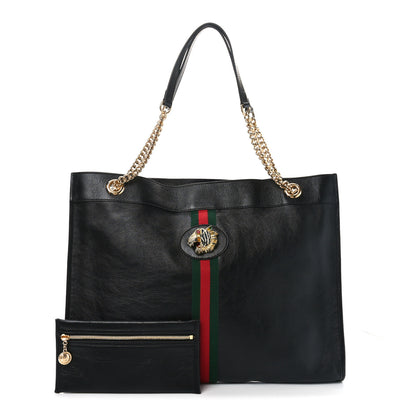 Gucci Calfskin Large Rajah Chain Tote Black 3 of 11