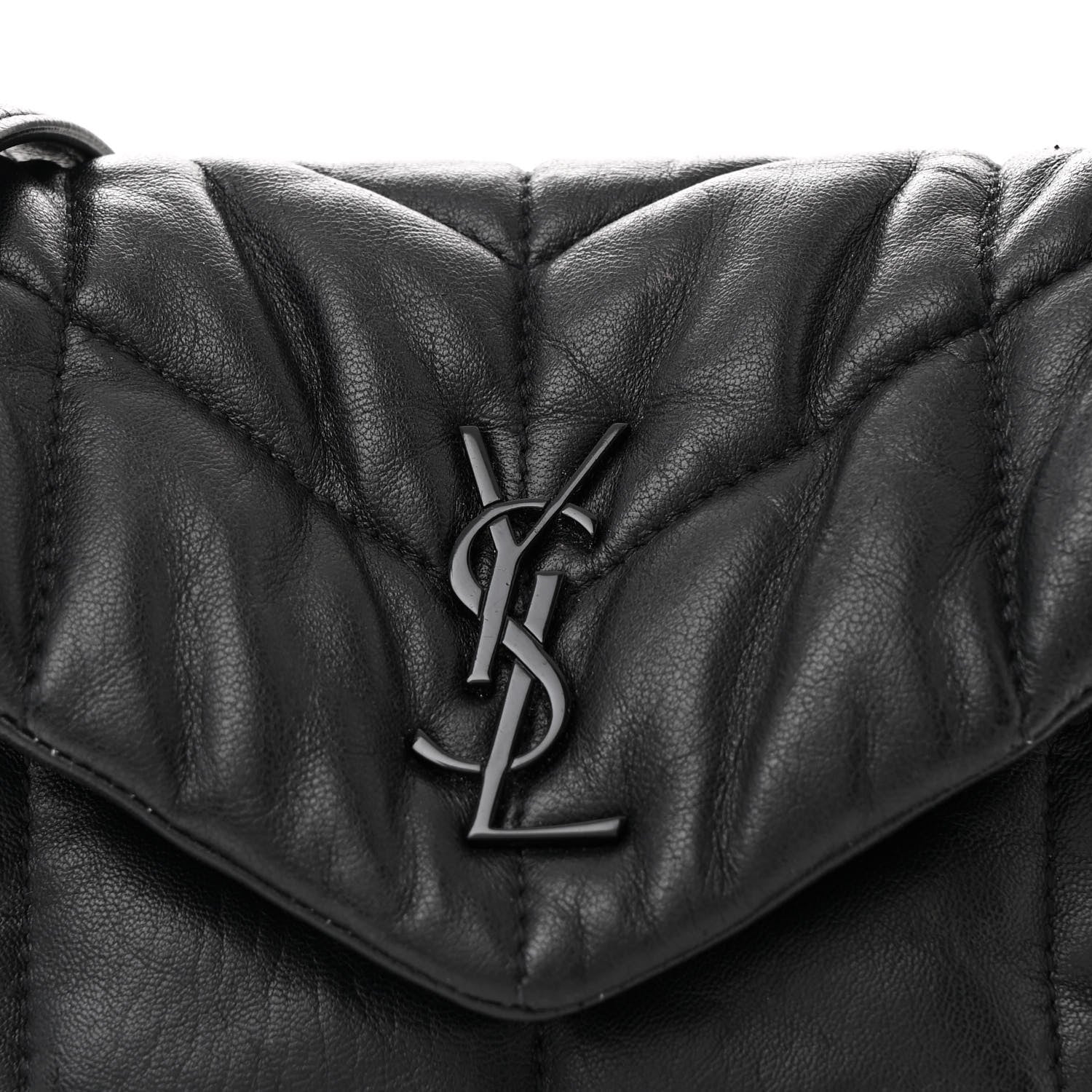 Saint Laurent Calfskin Quilted Toy Loulou Puffer Monogram Monochrome Chain Satchel Black 8 of 10