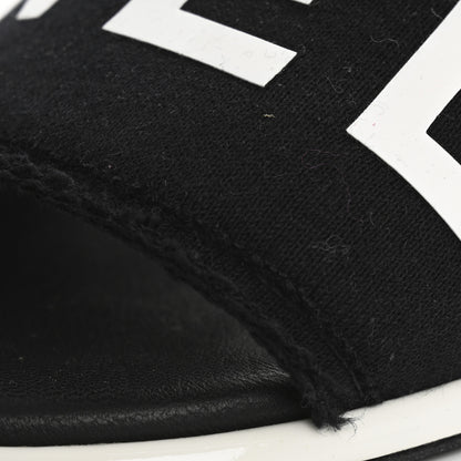 Chanel Cotton Logo Mule Sandals 39.5 Black White 10 of 15