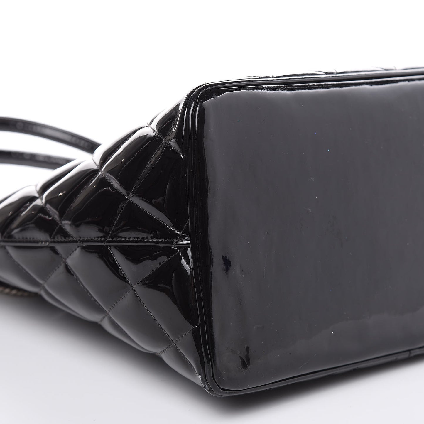 Patent Quilted Medallion Tote Black