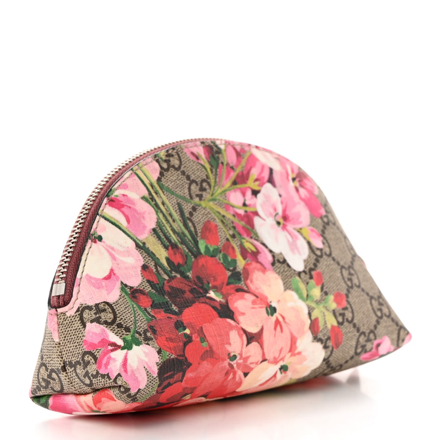 GG Supreme Monogram Blooms Small Pouch Cosmetic Case Beige Multicolor Dry Rose