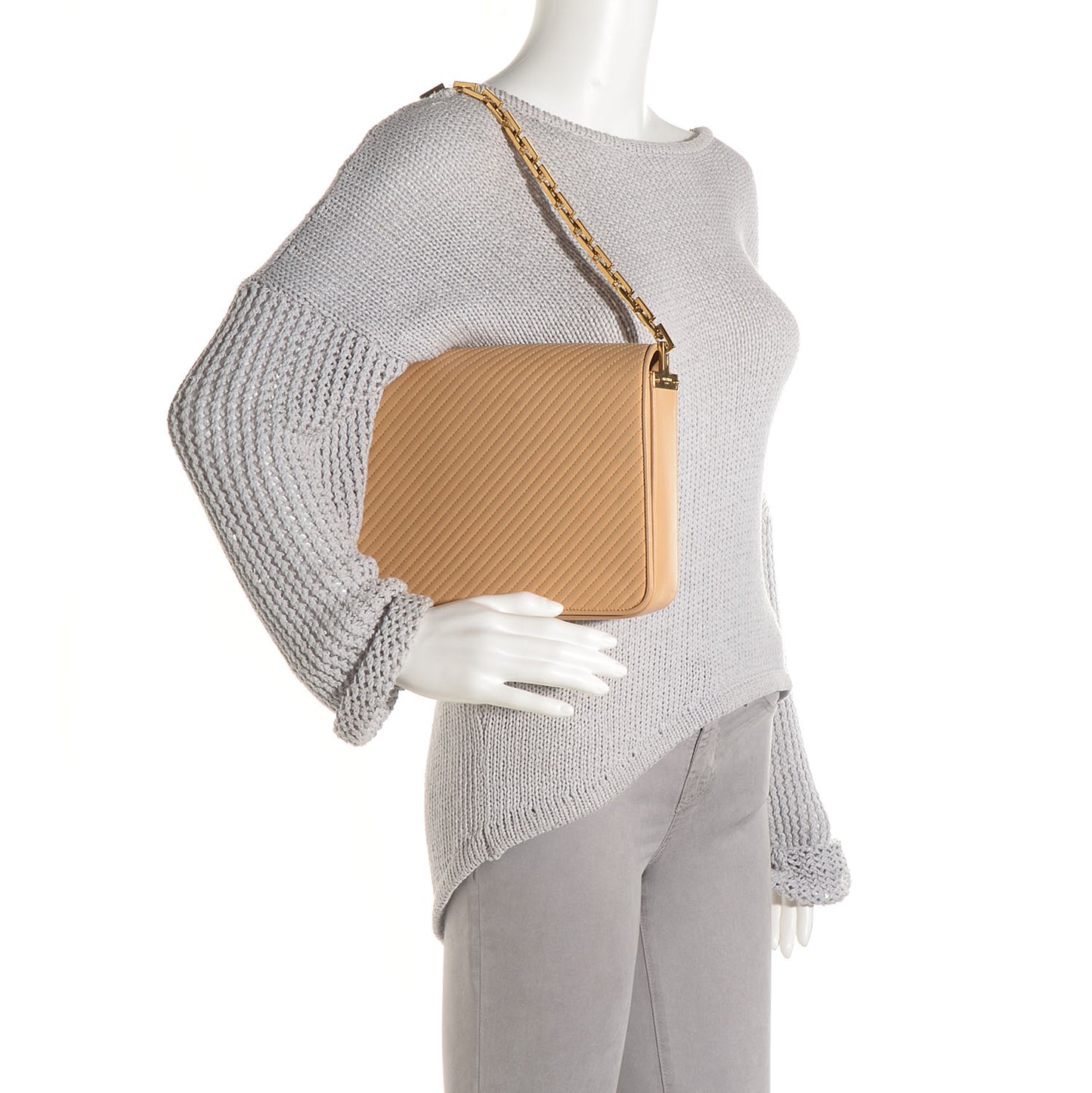 Calfskin Medium Babylone 2 Chain Bag Light Beige