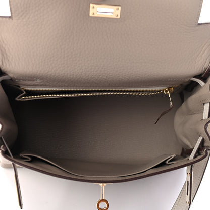 Hermes Taurillon Clemence Horseshoe Kelly Retourne 25 Gris Tourterelle Craie 4 of 10
