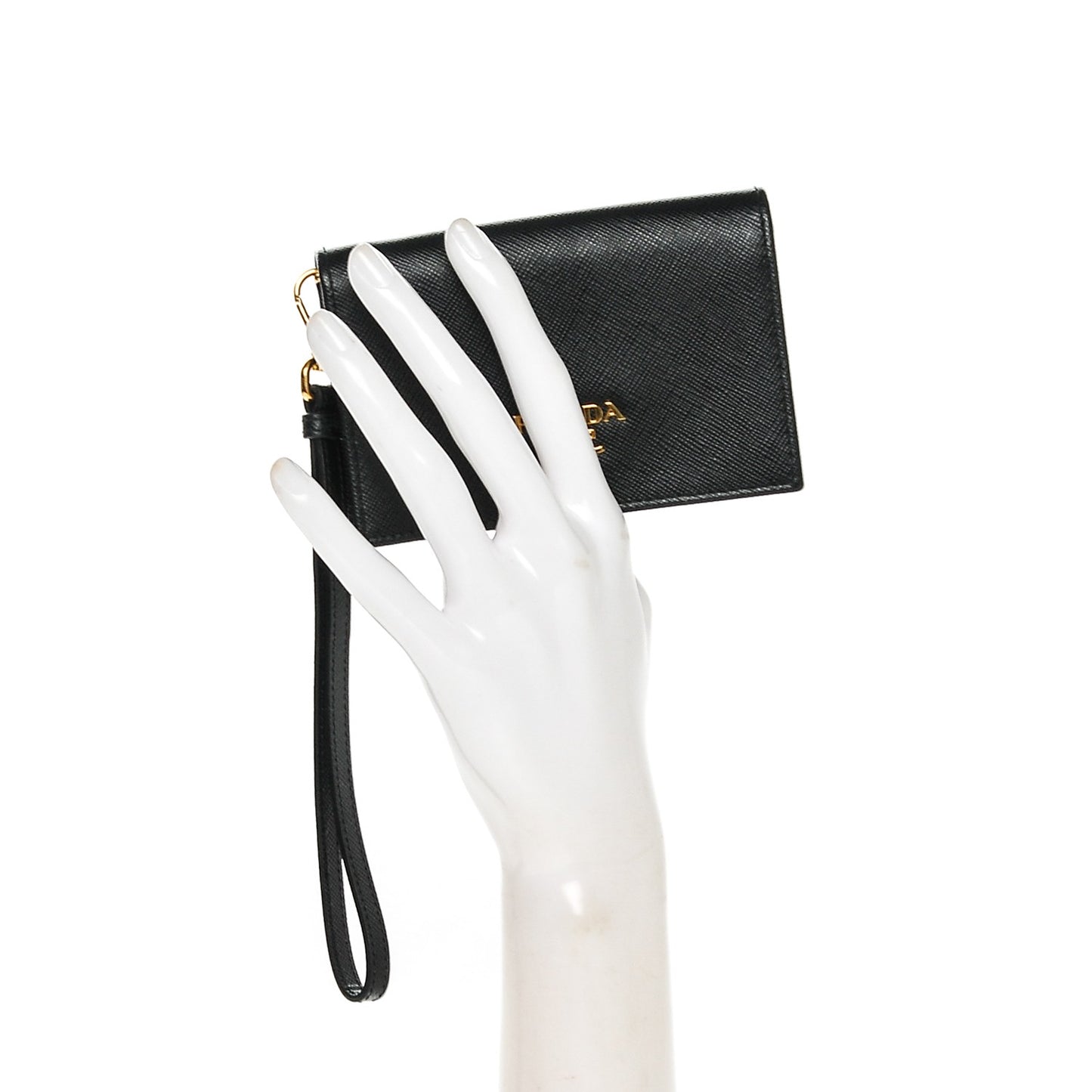 Saffiano Metal Wristlet Card Holder Nero Black