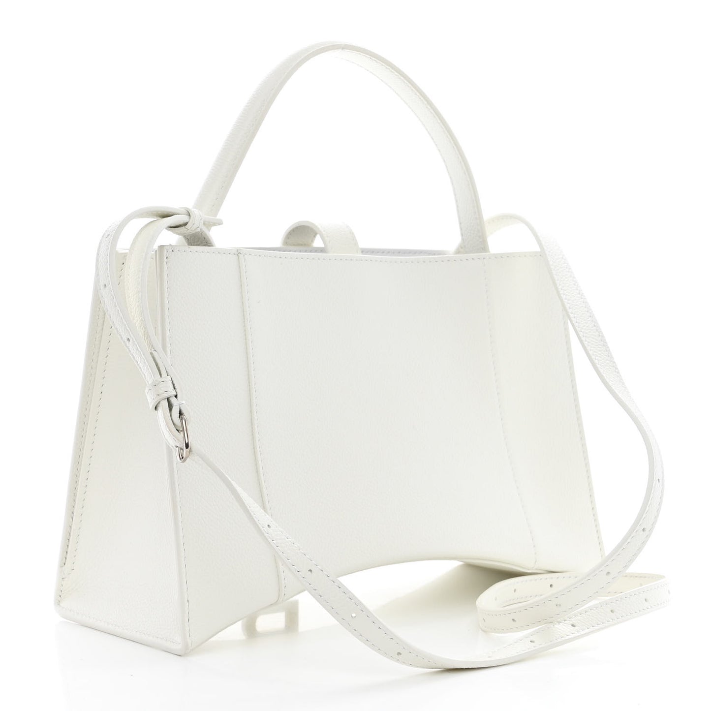 Grained Calfskin XS Hourglass East West Tote White