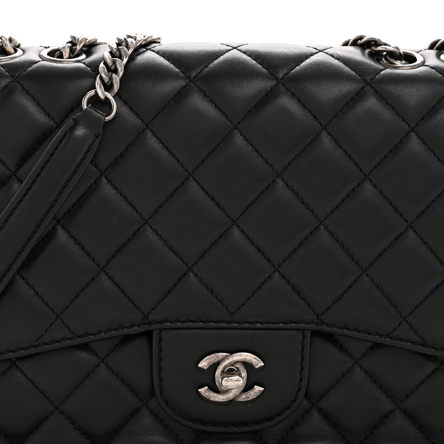 Chanel Lambskin Quilted Large Natural CC Flap Black 8 of 15