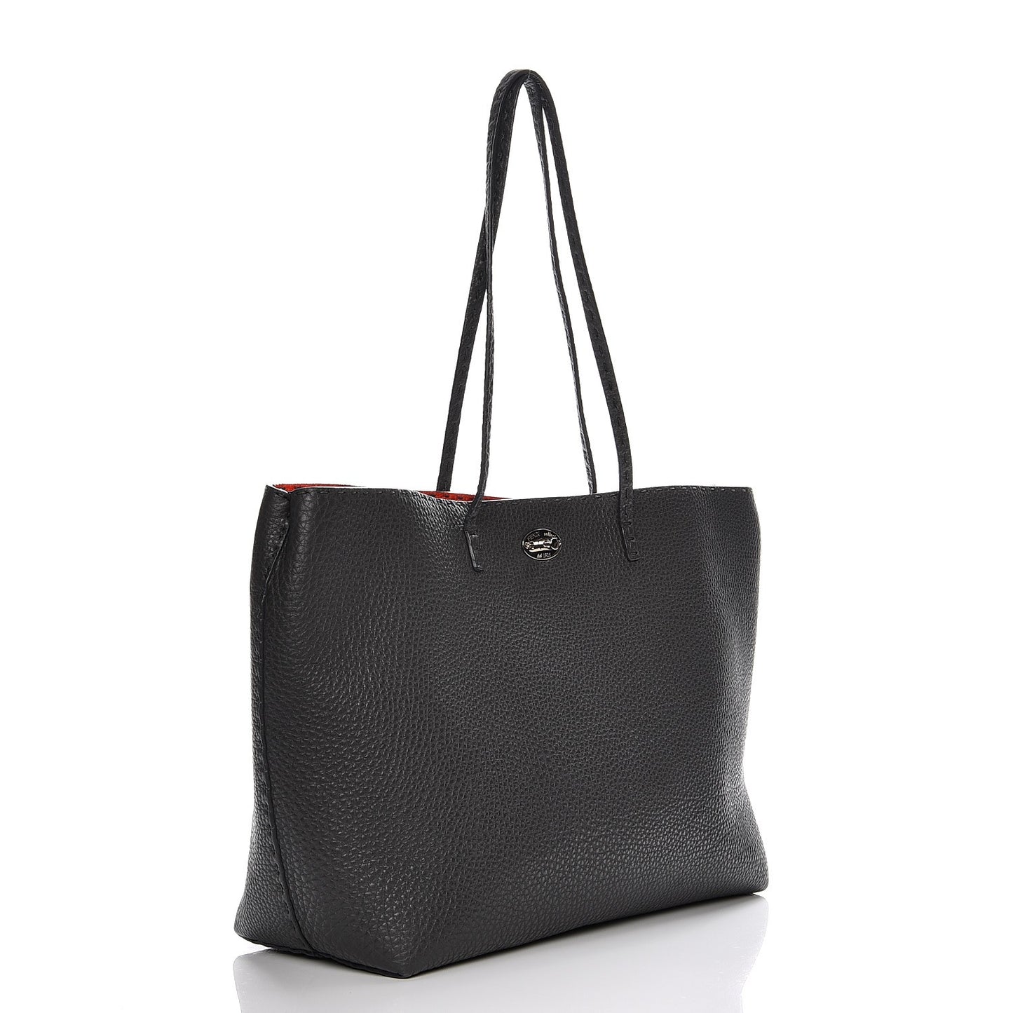 Cuoio Romano Selleria Bi-Color Large Carla Shopping Tote Asfalto Papavero