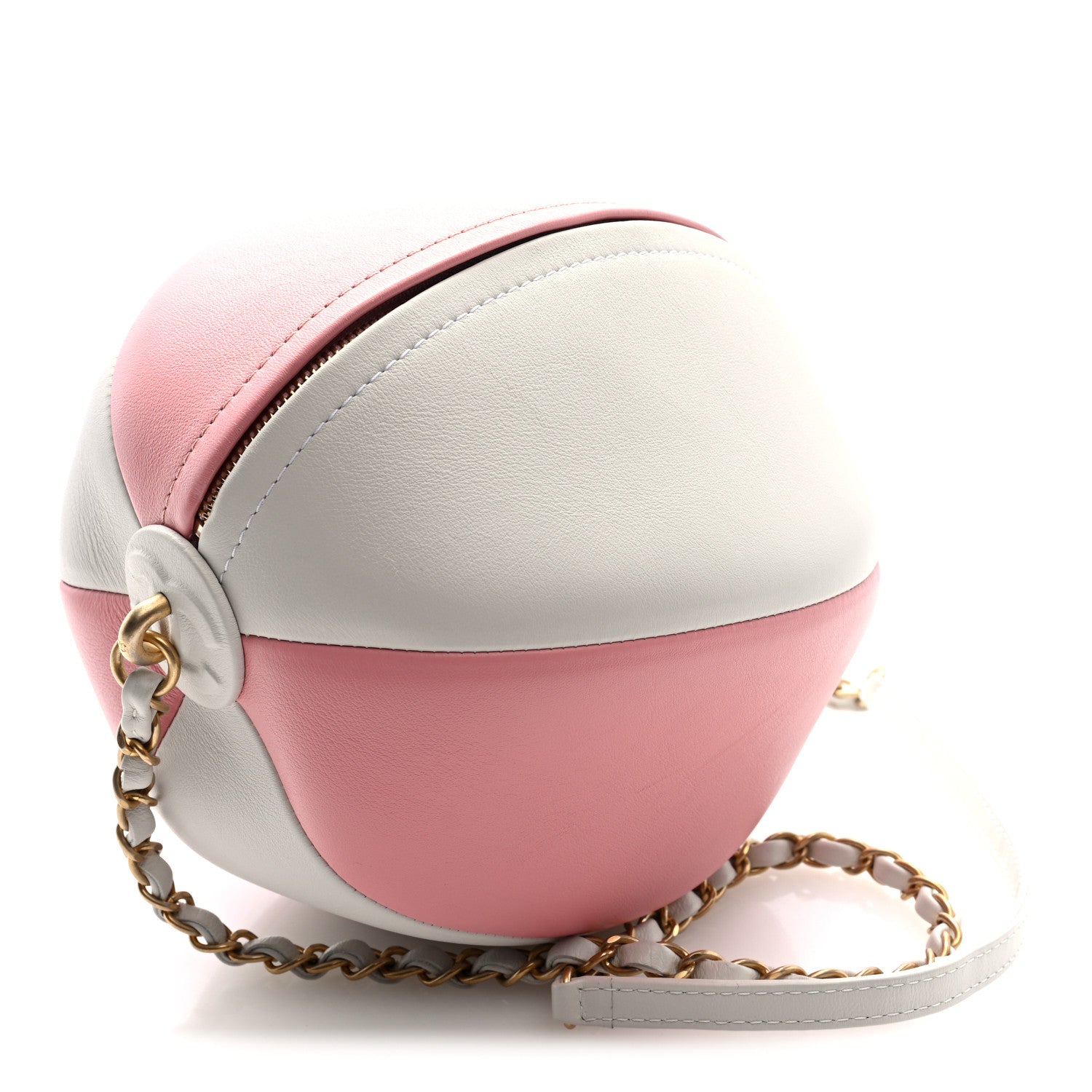 Chanel Calfskin Coco Beach Ball Bag White Pink 3 of 10