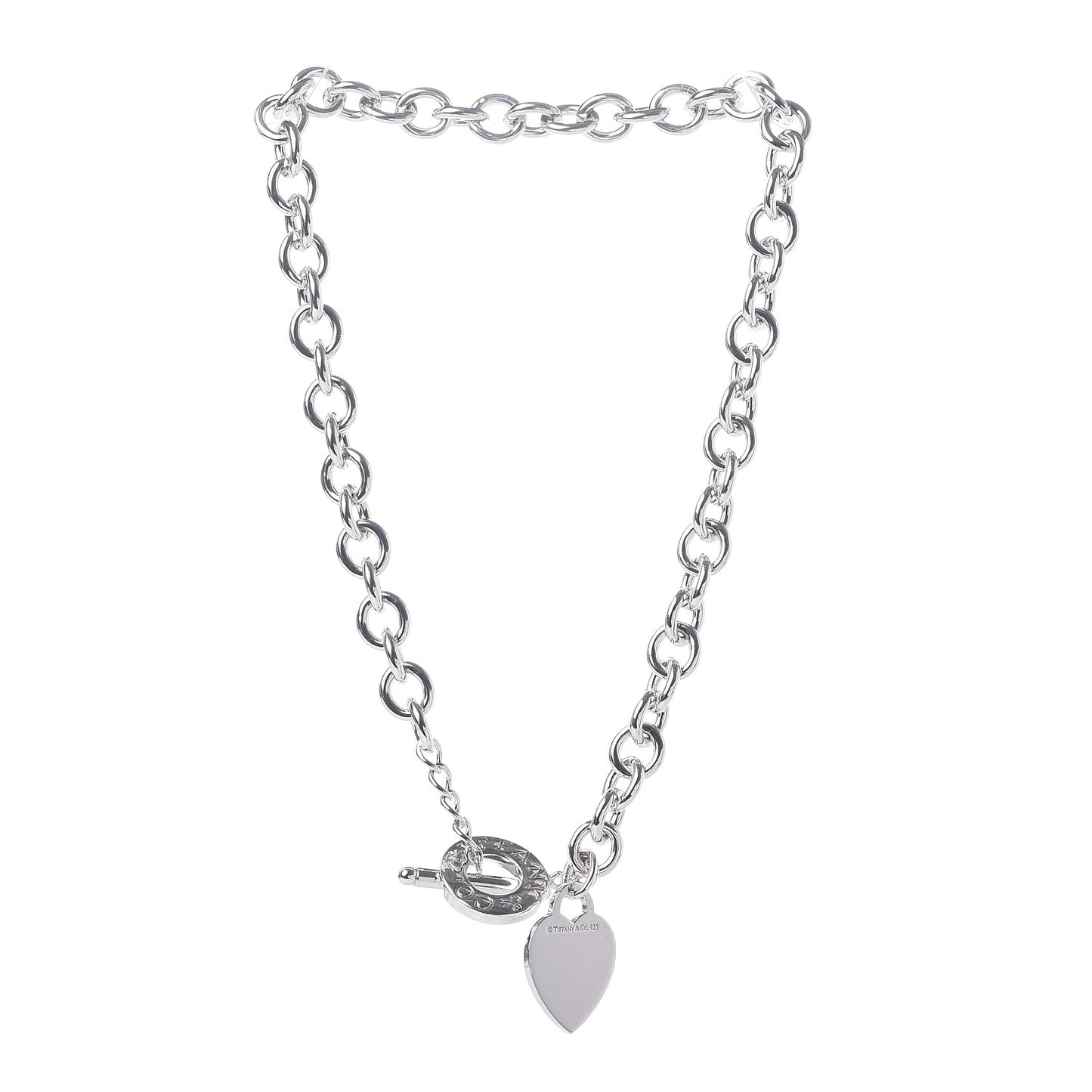 Sterling Silver Heart Tag Toggle Necklace
