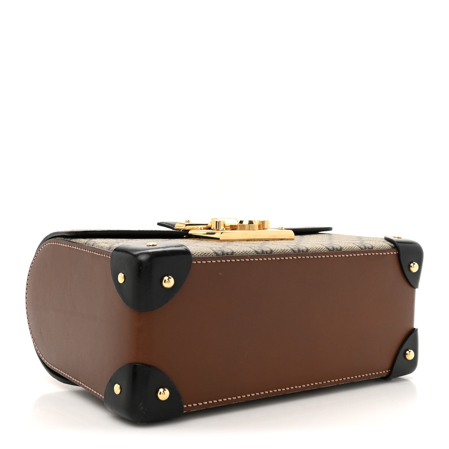 Gucci GG Supreme Monogram Small Padlock Bamboo Shoulder Bag Beige Black Cuir 4 of 15