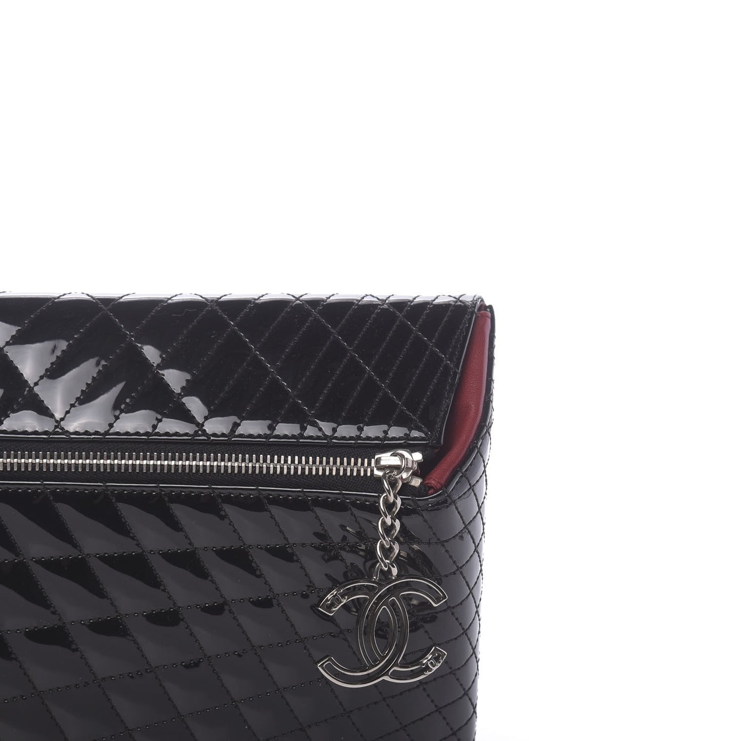 Patent Geometric Quilted Kaleidoscope Clutch Black