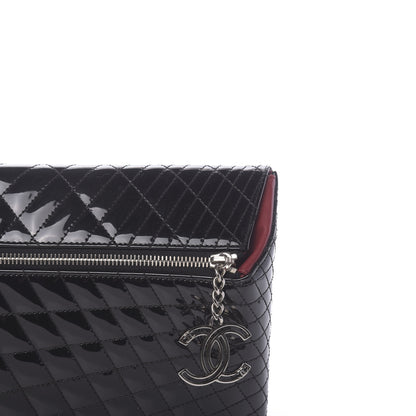 Chanel Patent Geometric Quilted Kaleidoscope Clutch Black 8 of 11