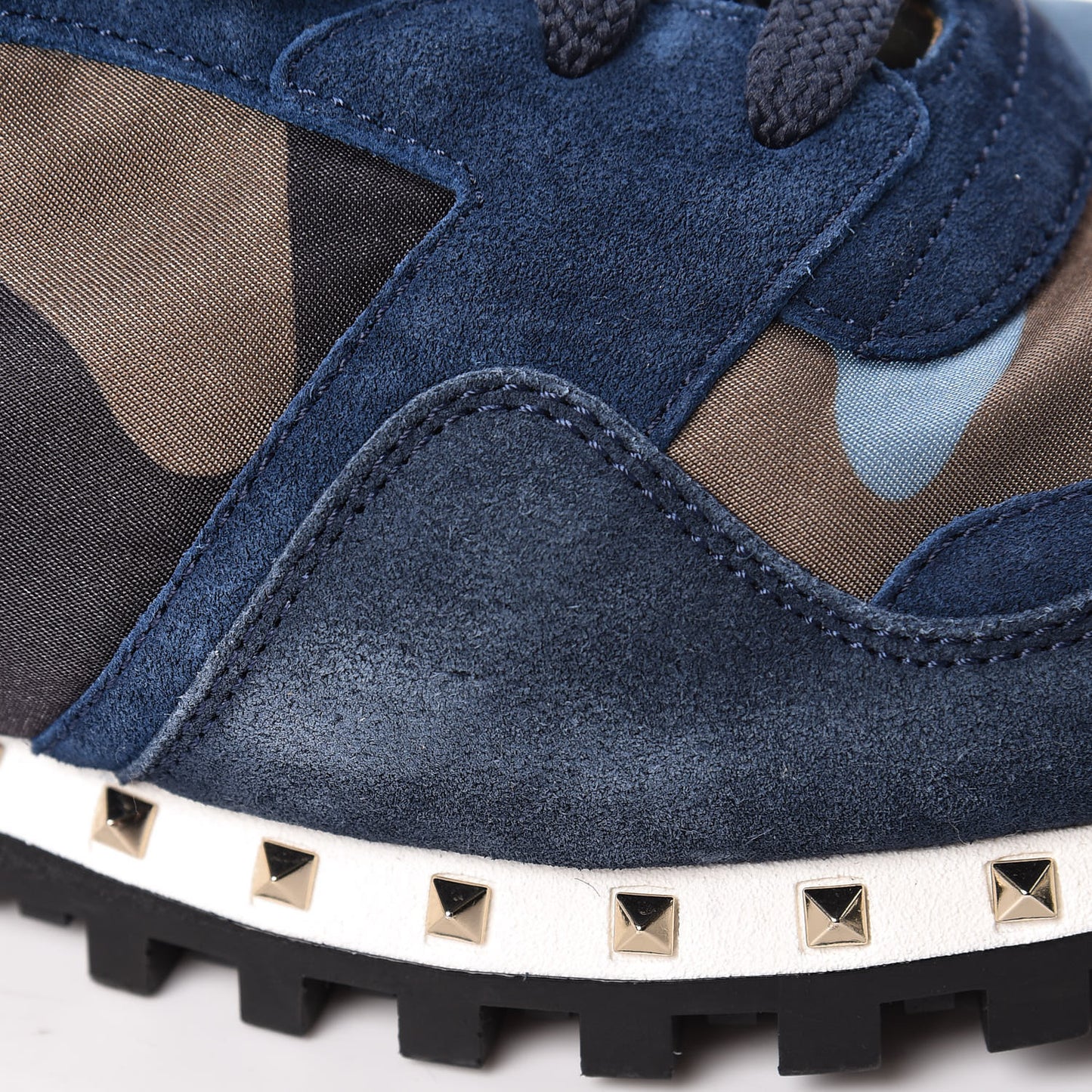 Suede Nylon Camouflage Womens Soul Rockstud Sneakers 41 Navy