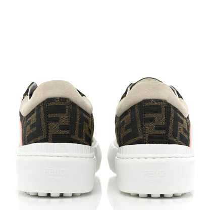 Fendi Fabric Jacquard FF Rainbow Womens Fendi Force Low-Top Sneakers 37.5 Tobacco Black White Multicolor 4 of 9