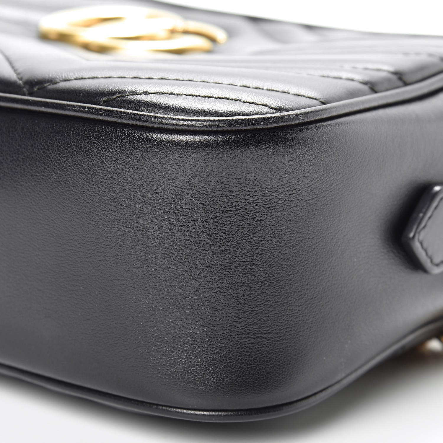 Gucci Calfskin Matelasse Small GG Marmont Chain Shoulder Bag Black 7 of 16
