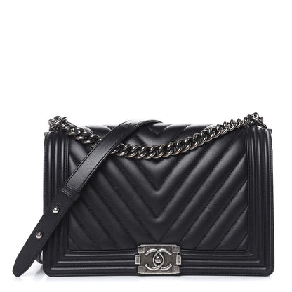 Chanel Lambskin Chevron Quilted New Medium Boy Flap Black 1 of 14