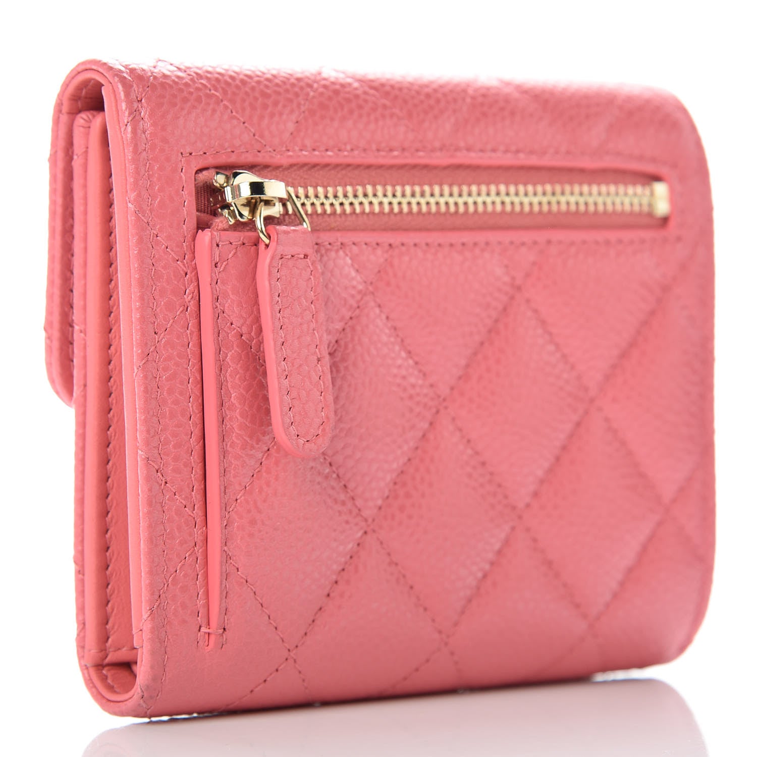 Chanel Metallic Caviar Quilted Compact Flap Wallet Pink 3 of 11