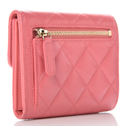 Chanel Metallic Caviar Quilted Compact Flap Wallet Pink 3 of 11